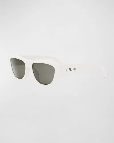 Celine Monochroms Acetate Cat-eye Sunglasses In White