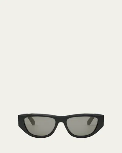 Celine Monochroms Acetate Cat-eye Sunglasses In Shiny Black   Smoke