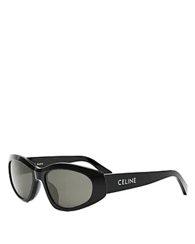 Celine Monochroms Geometric Sunglasses, 57mm In Black/gray Solid