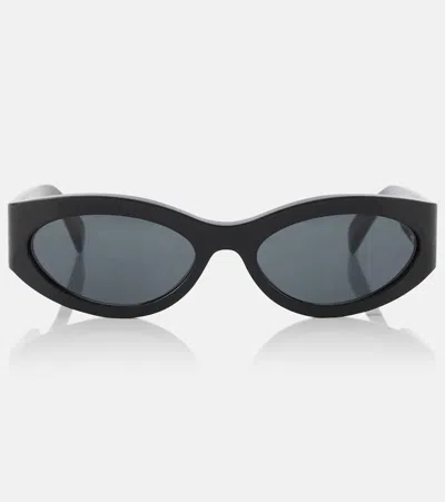 Celine Monochroms Oval Sunglasses In Black