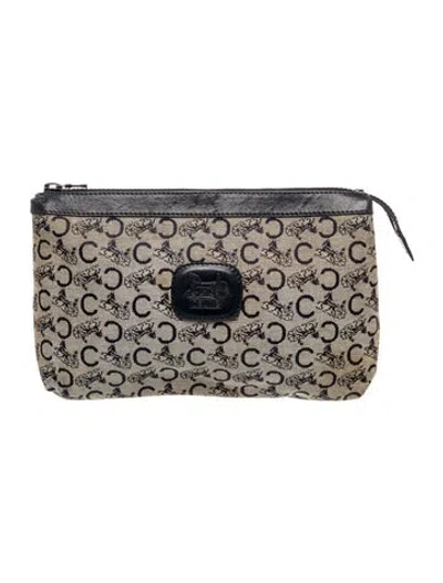 Pre-owned Celine Monogram Clutch Vintage In Blue