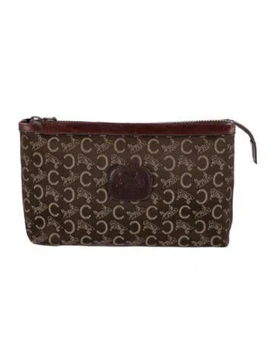 Pre-owned Celine Monogram Cosmetic Bag In Brown