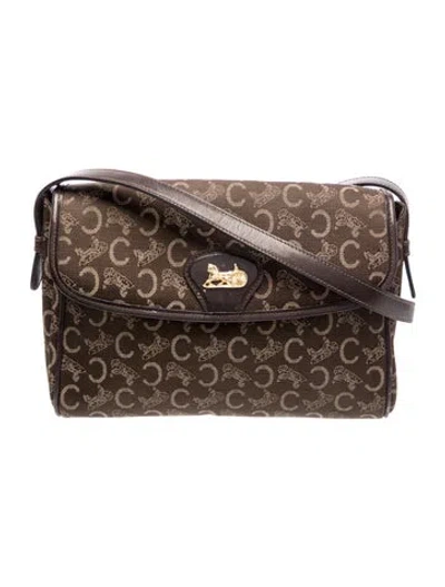 Pre-owned Celine Monogram Horse Carriage Shoulder Bag Vintage In Brown