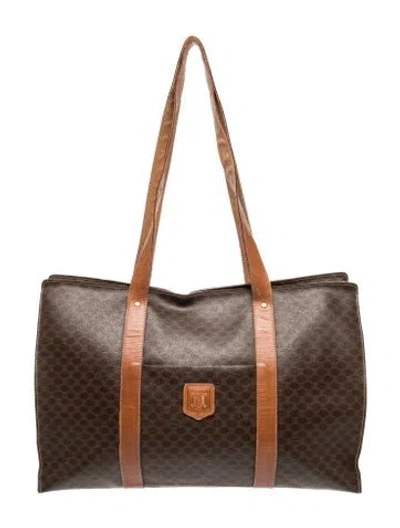 Pre-owned Celine Monogram Macadam Tote Bag Vintage In Brown