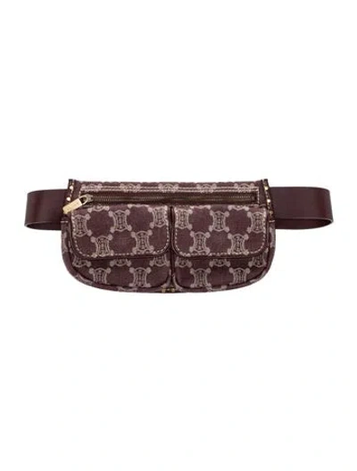 Pre-owned Celine Monogram Macadam Waist Pouch Vintage In Burgundy