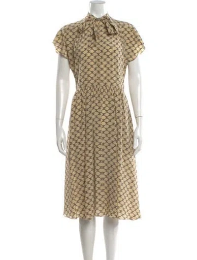 Pre-owned Celine Monogram Midi Length Dress In Neutral
