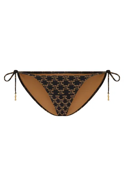 Celine Monogram Mini Slip Bikini In Brown