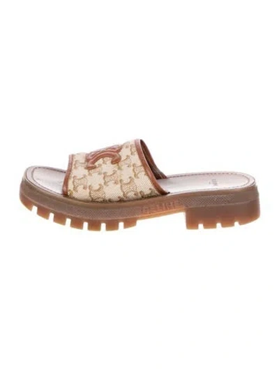 Pre-owned Celine Monogram Pattern Canvas Slides In Neutral