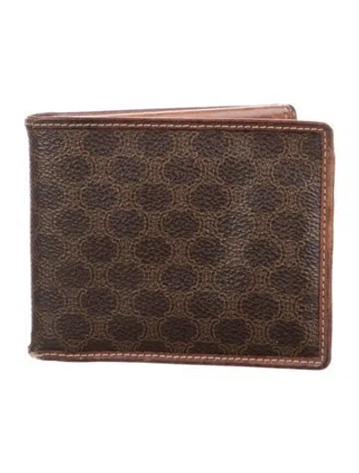 Pre-owned Celine Monogram Pattern Leather Bifold Wallet In Brown