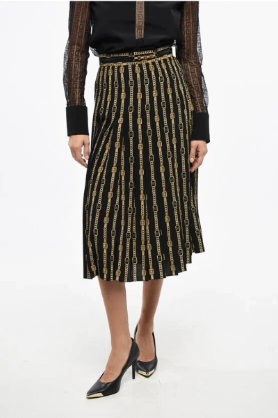 CELINE MONOGRAM SILK CHAIN MIDI SKIRT