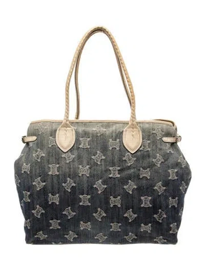 Pre-owned Celine Monogram Tote Vintage In Blue