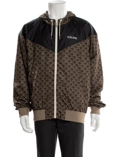 Pre-owned Celine Monogram Track Triomphe Jacket W/ Tags In Brown