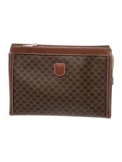 Pre-owned Celine Monogram Vintage Pouch In Brown