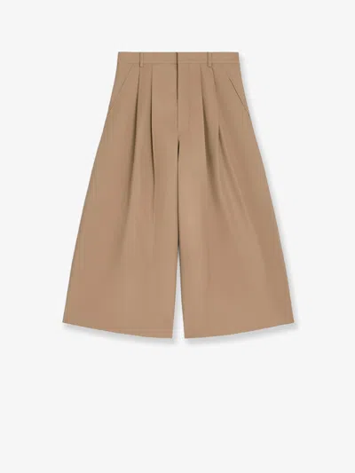 Celine Montauk Wool And Cotton Trousers In Brown