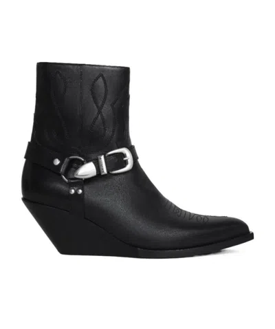 Celine Moon Cowhide Zipper Boots In Black
