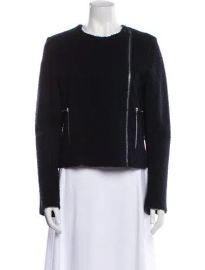 Pre-owned Celine Moto Biker Lambskin Jacket In Blue