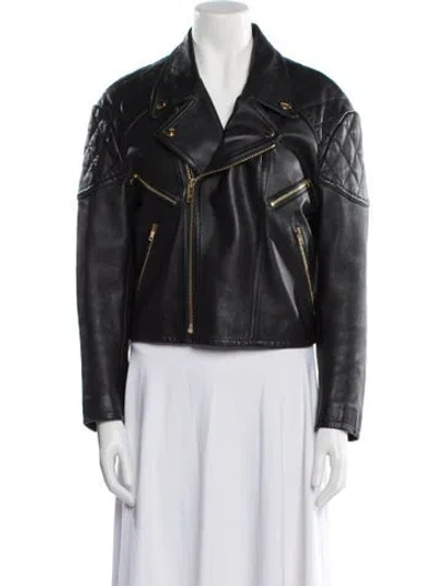 Pre-owned Celine Moto Biker Leather Biker Jacket In Black