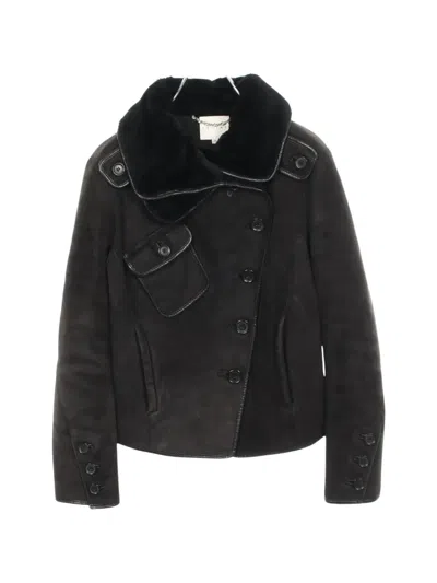 Pre-owned Celine Mouton Shearling-collar Jacket In Black