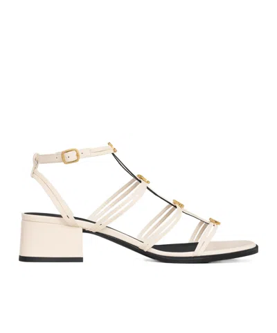 Celine Multi Triomphe High-heeled Sandals In White