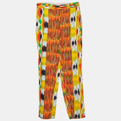 Pre-owned Celine Multicolor Abstract Print Crepe Crop Trousers S