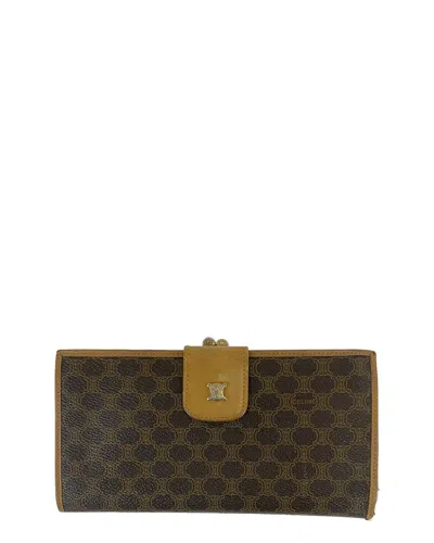 Pre-owned Celine Multicolor Coated/waterproof Canvas Macadam Triomphe Long Wallet  (authentic Pre-loved)