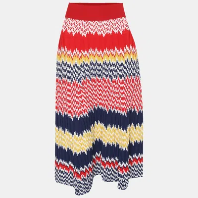 Pre-owned Celine Multicolor Jacquard High Waist Midi Skirt S