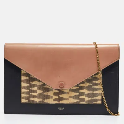 Pre-owned Celine Multicolor Leather And Karung Pocket Envelope Shoulder Bag