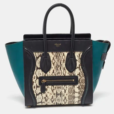 Pre-owned Celine Multicolor Leather And Snakeskin Micro Luggage Tote