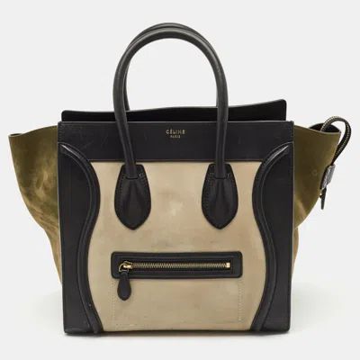 Pre-owned Celine Multicolor Leather And Suede Mini Luggage Tote