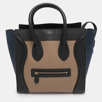 Pre-owned Celine Multicolor Leather And Suede Mini Luggage Tote