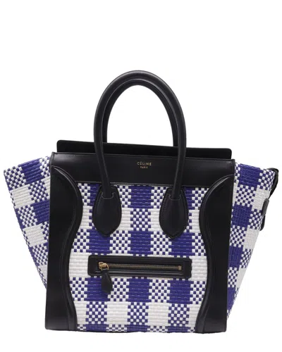 Pre-owned Celine Multicolor Leather Mini Luggage Plaid Tote (authentic Pre-loved)