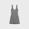 Celine Multicolor Mini Skater Dress In Crochet Cotton In Black