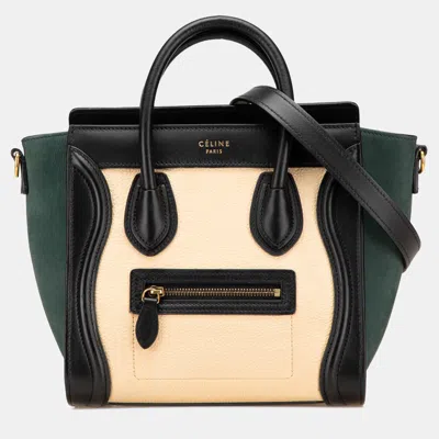 Pre-owned Celine Multicolor Nano Nubuck And Calfskin Luggage Tote