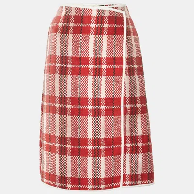 Pre-owned Celine Multicolor Patterned Synthetic Overlap Midi Skirt M