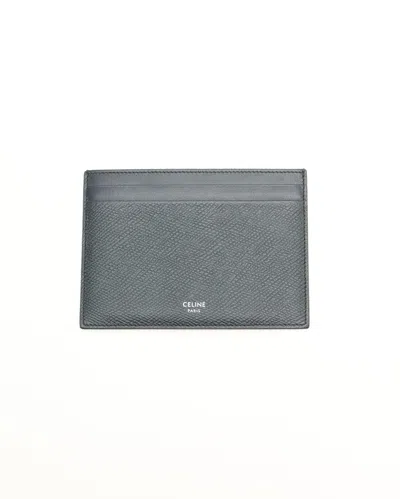 Celine Céline Multifunction Card Holder In Grained Calfskin In Blue