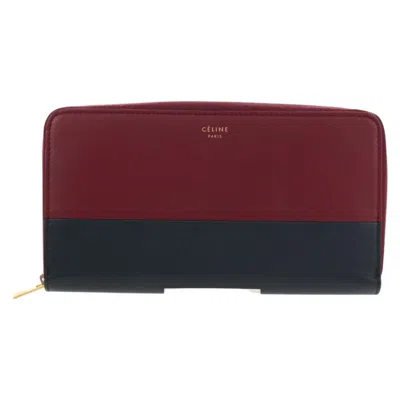 Pre-owned Celine Multifunction Flap Wallet Leather Burgundy Leather Wallets Accessory ()