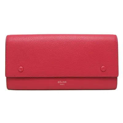 Pre-owned Celine Multifunction Flap Wallet Leather Pink Leather Wallets Accessory ()