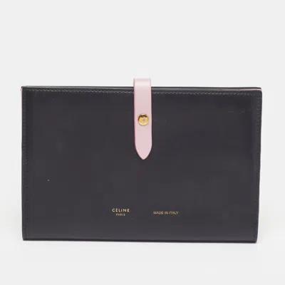 Pre-owned Celine Multifunction Large Black/pink Leather Strap Wallet