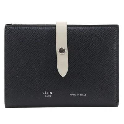 Pre-owned Celine Multifunction Strap Wallet Leather Black Calfskin Wallets Accessory ()