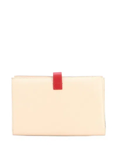 Pre-owned Celine Multifunction Strap Wallet Leather Large Small Wallets In Neutrals