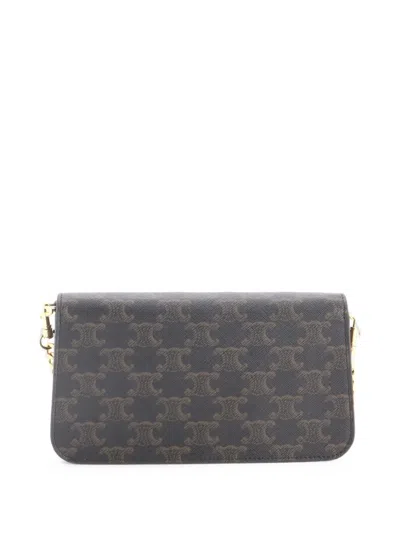 Pre-owned Celine Multipochette Flap Bag Triomphe Coated Canvas Crossbody Bag In Brown