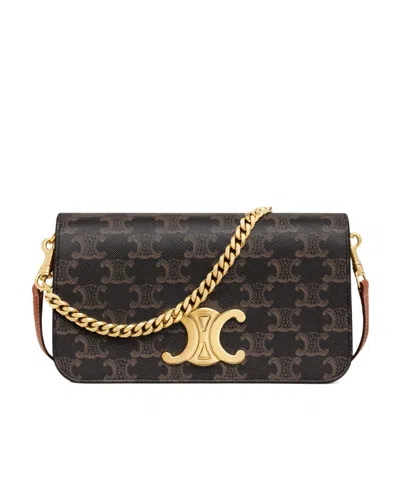 Celine Multipochette Logo Printed Mini Handbag In Black