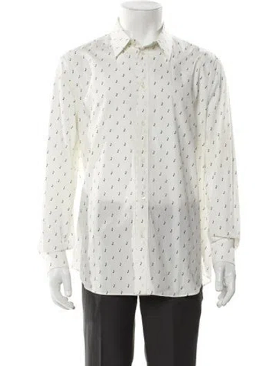 Pre-owned Celine Music Notes Graphic Print Long Sleeve Printed Shirt In White