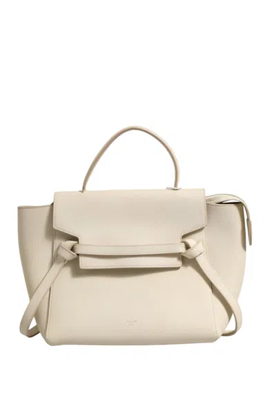 Pre-owned Celine Nano Belt Bag Grained Calfskin Women's Chalk () In Off White