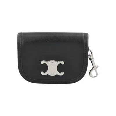 Pre-owned Celine Nano Besace Triomphe Key Holder 'black' | Men's Size Onesize