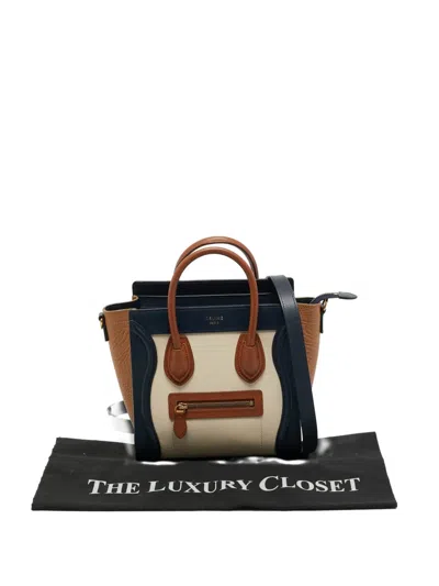 Pre-owned Celine Nano Leather Tote Bag In Neutral