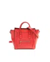 Celine Red Drummed Leather Nano Luggage (authentic )