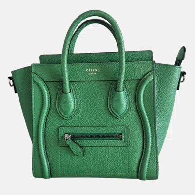 Pre-owned Celine Nano Luggage Green Leather Tote Bag