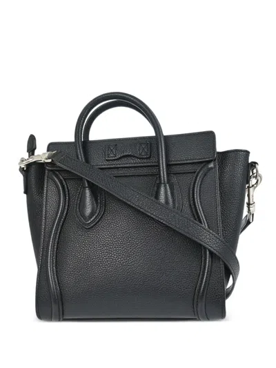 Pre-owned Celine Nano Luggage Leather Tote Bag In Black