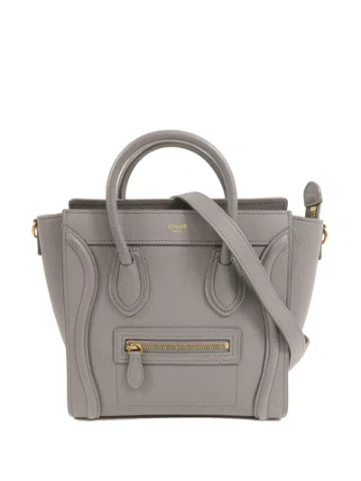 Celine Nano Luggage Leather Tote Bag In Black